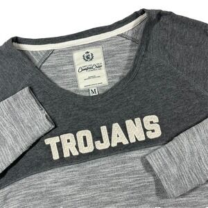 Campus Crew Trojans Sweatshirt Womens Medium Grey Colorblock Varsity Pullover